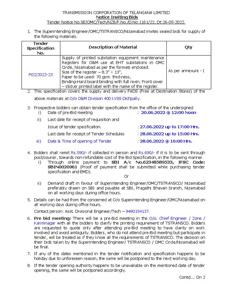 List of Registers Tender | PDF | Receipt | Taxes