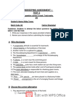 Housekeeping Assessment - Test 2 (: A Fill in The Blanks