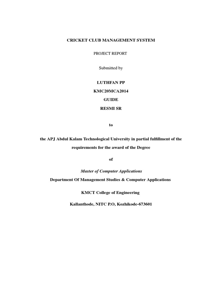 Cricket Club Management System | PDF | Agile Software Development | Use