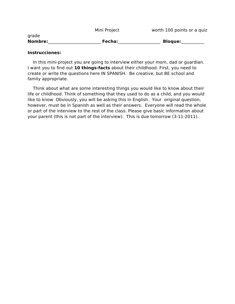 Childhood Interview Project Guidelines | PDF | Career & Growth | Wellness