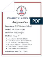 University of Central Punjab: Assignment No. 1