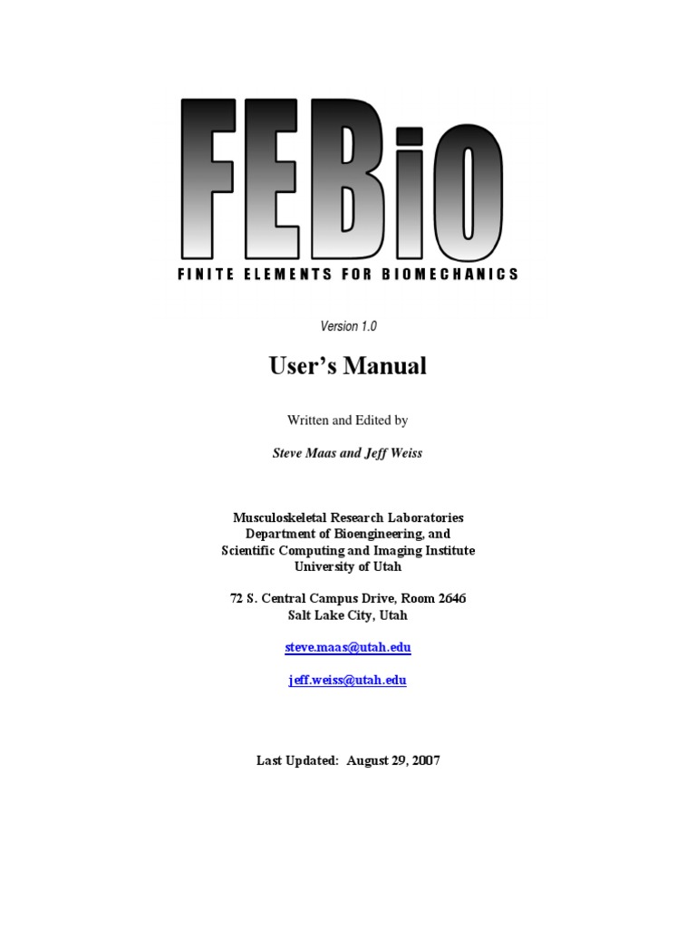 FEBio User's Manual Overview | PDF | Elasticity (Physics) | Linear ...