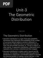 Unit-3 The Geometric Distribution: Dr. Rupal C. Shroff 1