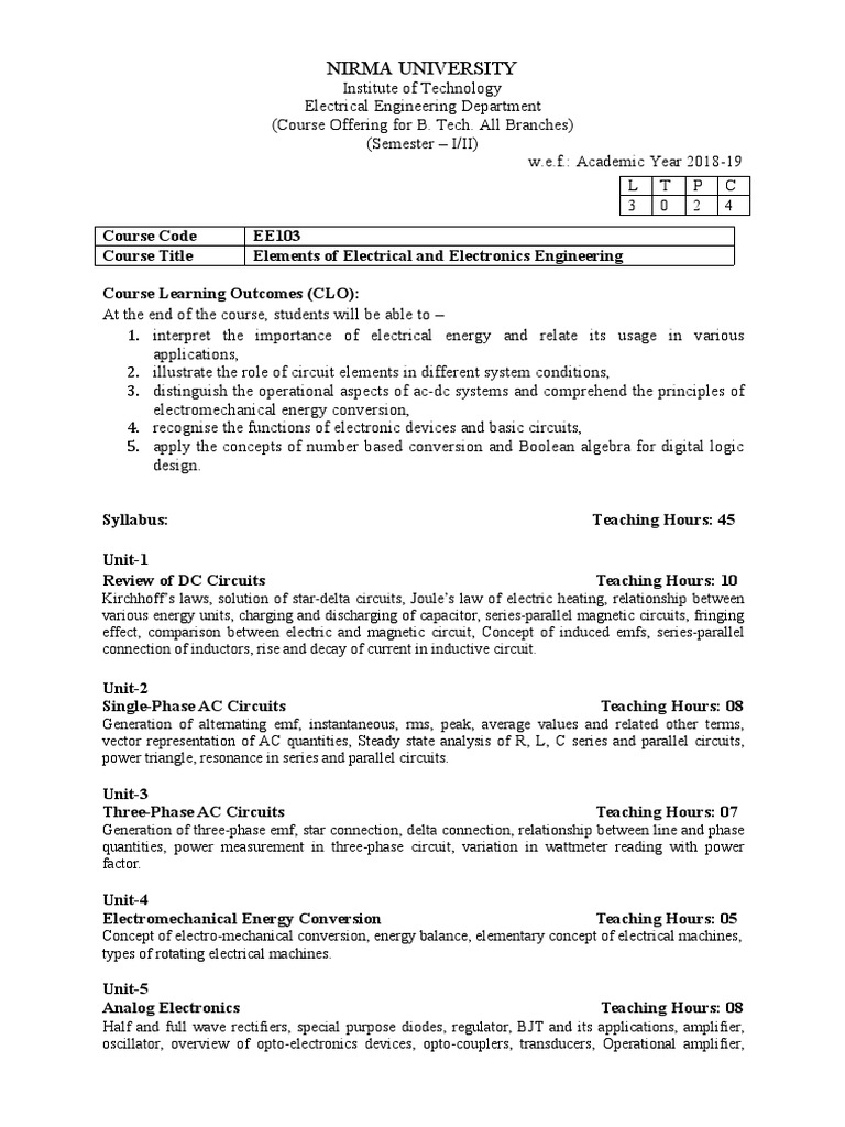EE103 | PDF | Electrical Network | Series And Parallel Circuits