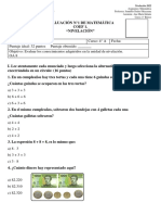 EVALUACIÓN N°1 COEF. 1 CLASE N°15 MATEMÁTICA 4° BÁSICO 2022