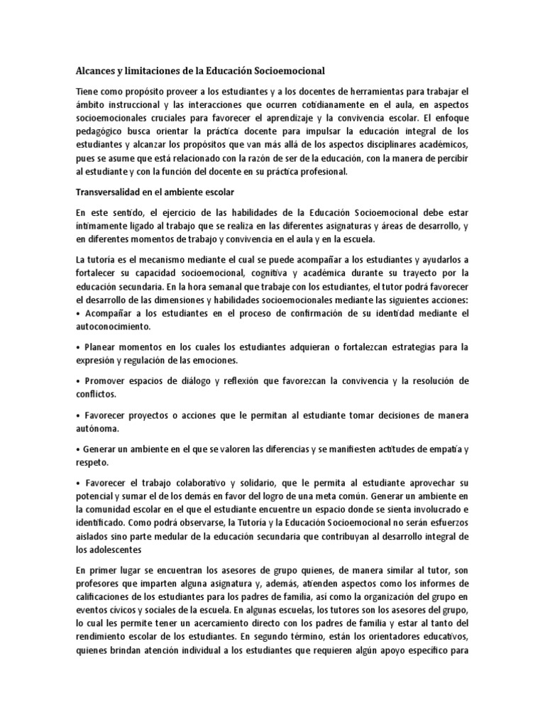 Tutoría y Educación Socioemocional en Secundaria | PDF | Las emociones ...