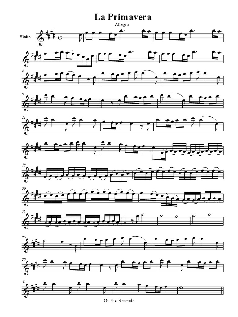 La Primavera Violin Pdf: Spring La Primavera Partition Pdf – UMAU