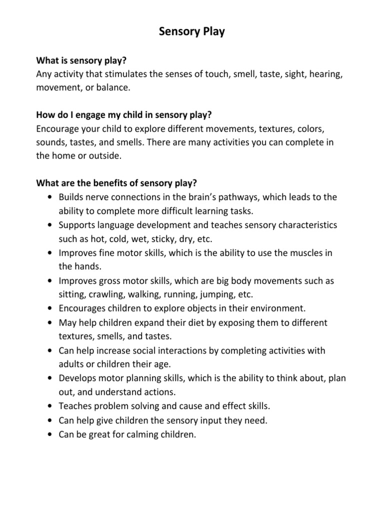 What Is Sensory Play? | PDF | Perception | Foods