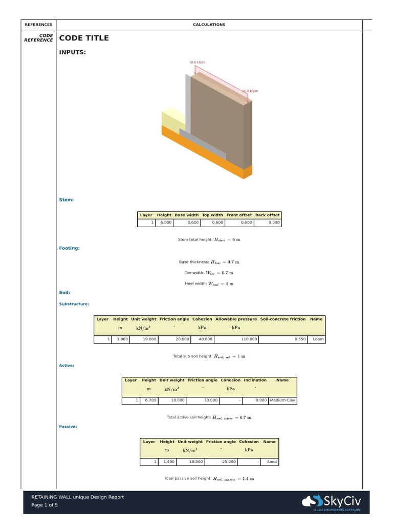 RETAINING WALL Unique Design Report | PDF | Building Engineering ...