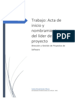 Trabajo, Acta de Inicio y Nombramiento Del Líder Del Proyecto