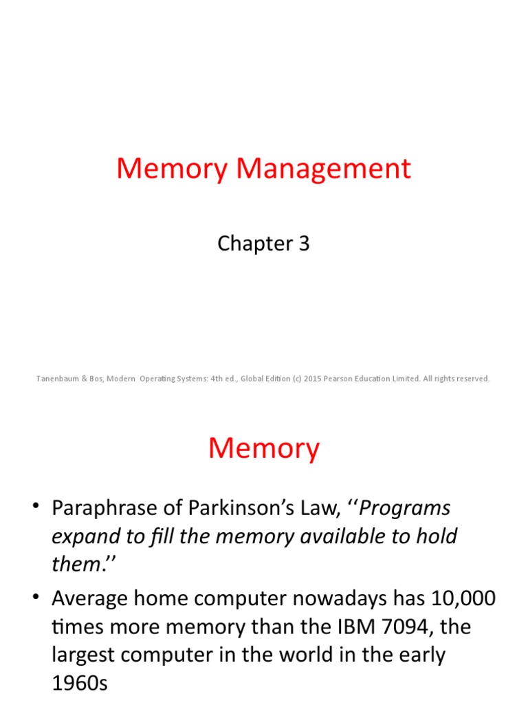 Chapter03 Memory Management | PDF | Computer Data Storage | Computer Memory