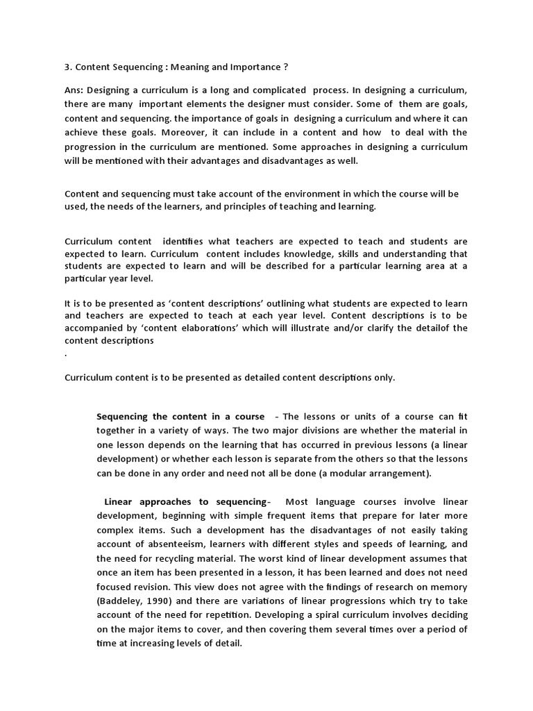 Content Sequencing Meaning and Importance 222 | PDF | Curriculum | Learning