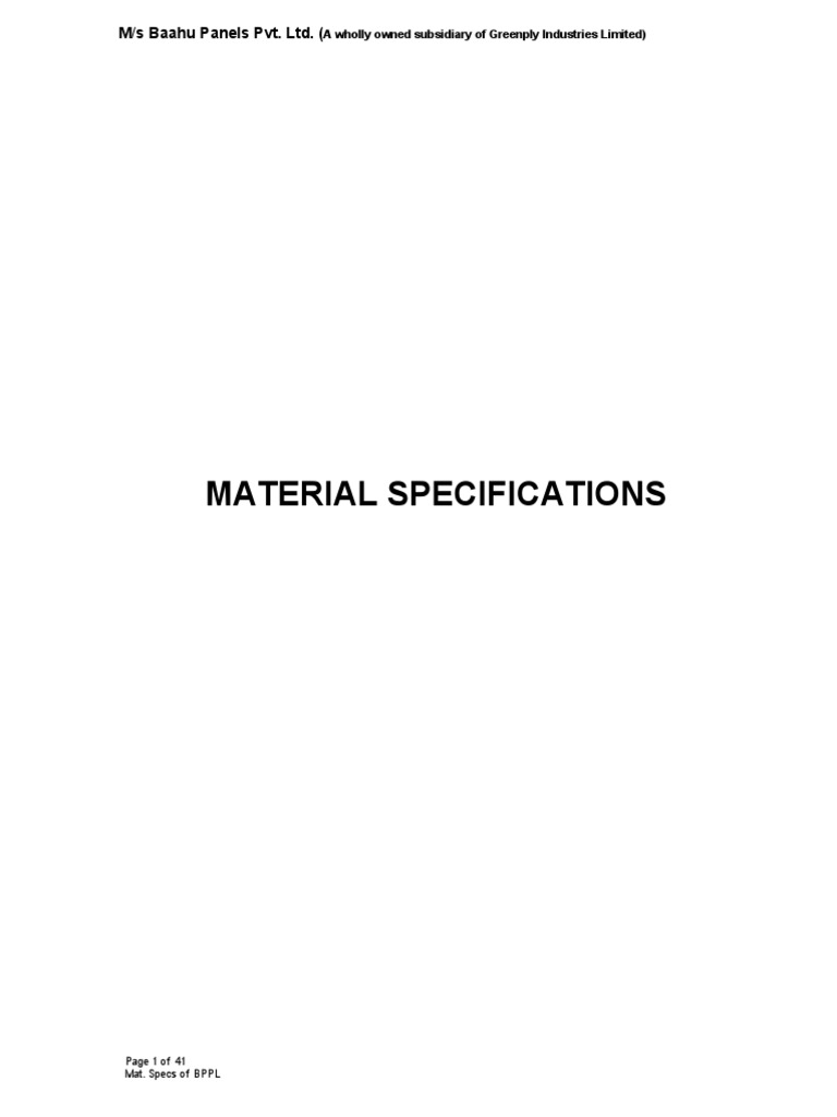 Baahu Panels Material Specifications Guide | PDF | Concrete ...