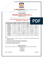Date Sheet (Unit - I) (3-8)