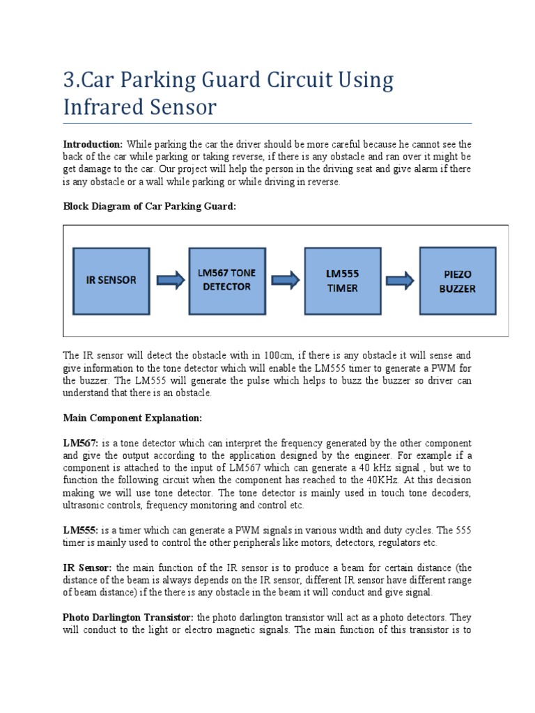 3.car Parking Guard Circuit Using Infrared Sensor | PDF | Detector ...