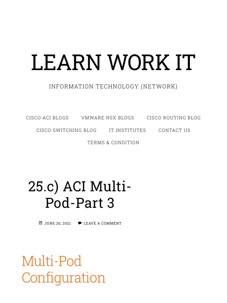 ACI Multi-Pod Configuration Guide | PDF | Computing | Computer Science