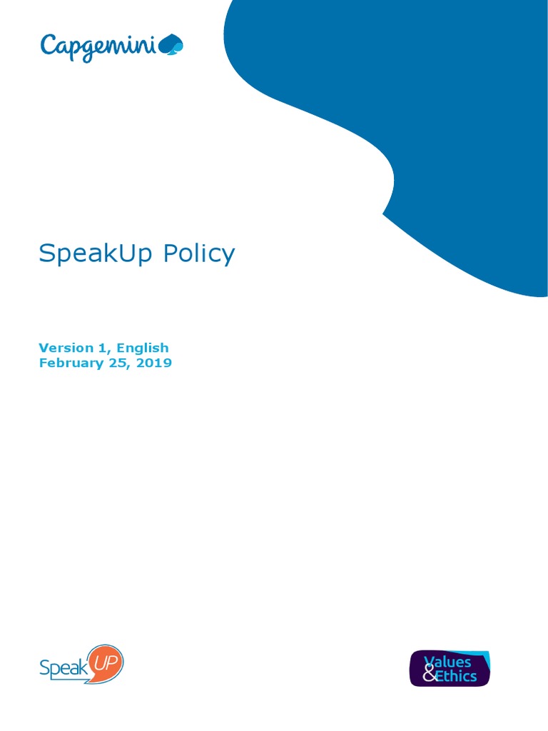 Capgemini SpeakUpPolicy English | PDF | Business Ethics | Whistleblower