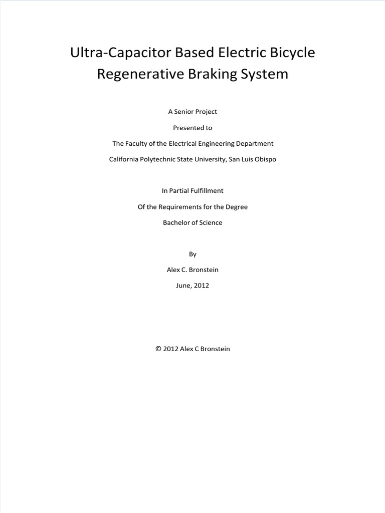 Dokumen Tips Ultra Capacitor Based Electric Bicycle Regenerative