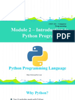 Module 2 - Introduction To Python Programming