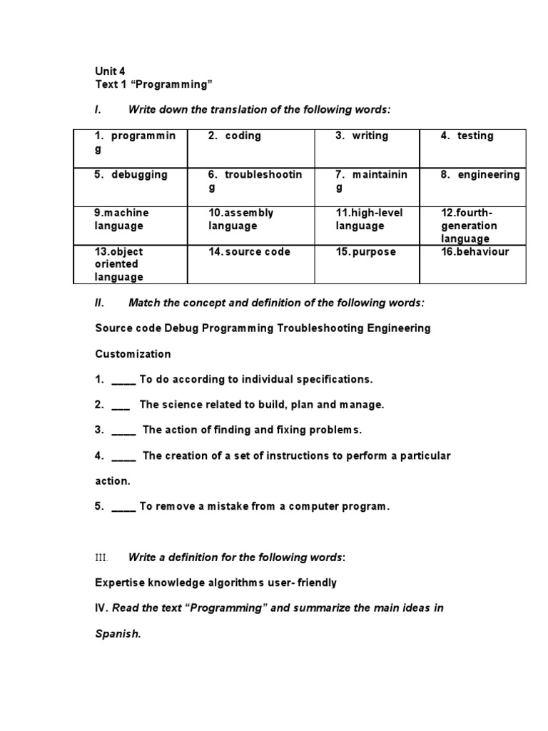 Programming Concepts and Definitions Guide | PDF