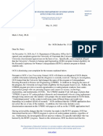 University of Cincinnati Title IX dismissal letter from Department of Education