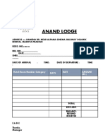 Anand Lodge: Hotel/Room Number/Category Days Rate Amount (RS.)