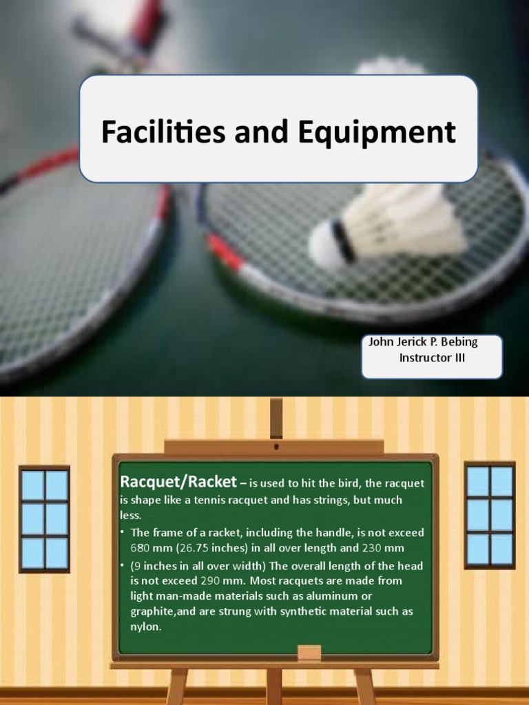 Badminton Facilities and Equipments. PDF Racquet Sports Athletic
