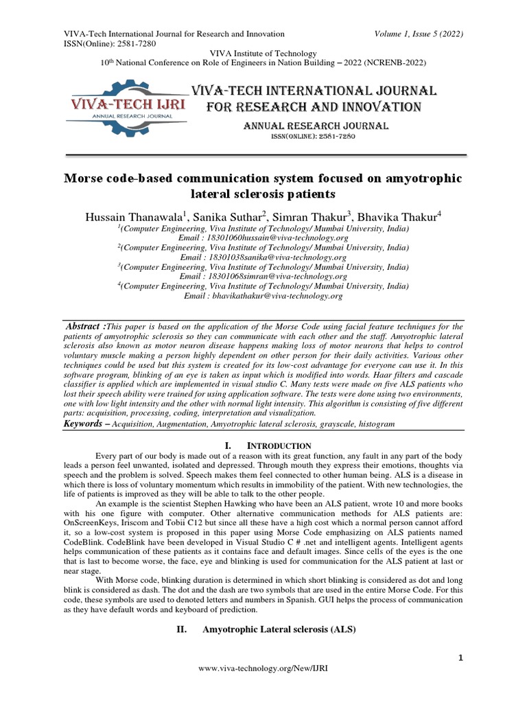 Morse Code Communication for ALS Patients | PDF | Computing