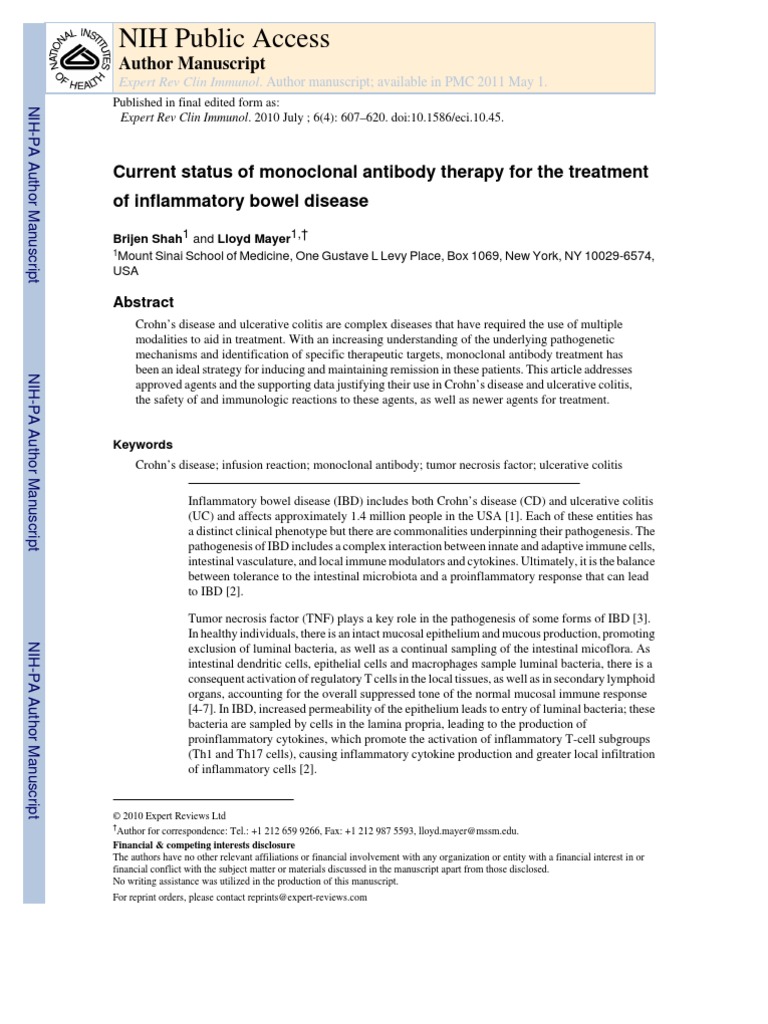 Current Status of Monoclonal Antibody Therapy For The Treatment | PDF