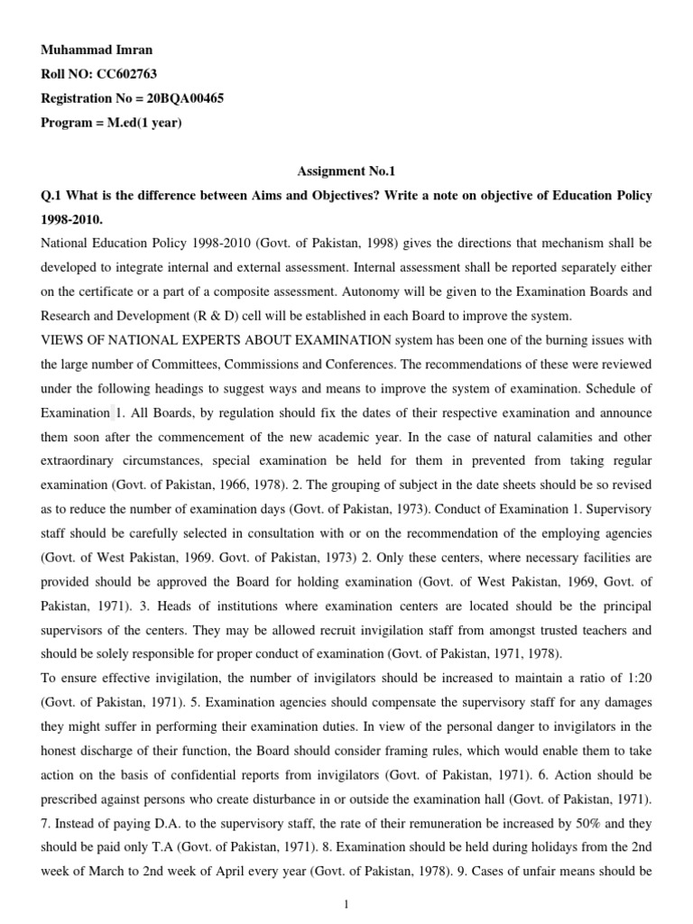 Muhammad Imran Roll NO: CC602763 Registration No 20BQA00465 Program M ...