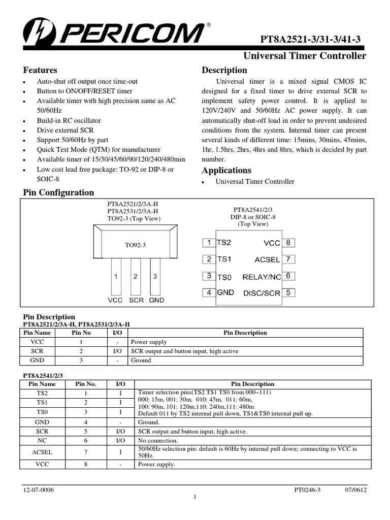 Universal Timer Controller IC Overview | PDF | Electrical Engineering ...