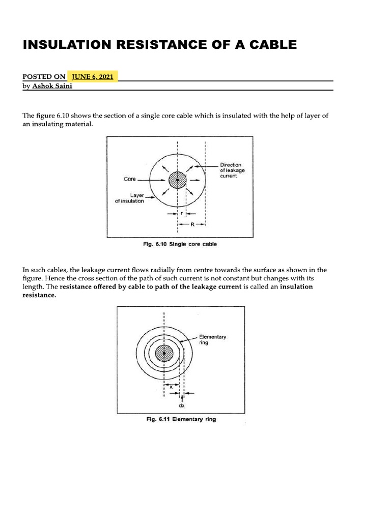 Insulation Resistance of A Cable PDF