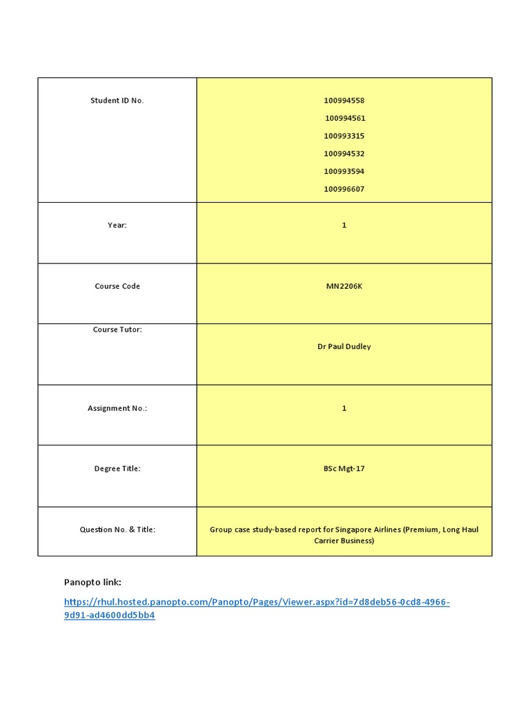 SIA Case Study | Download Free PDF | Airlines | Sustainability