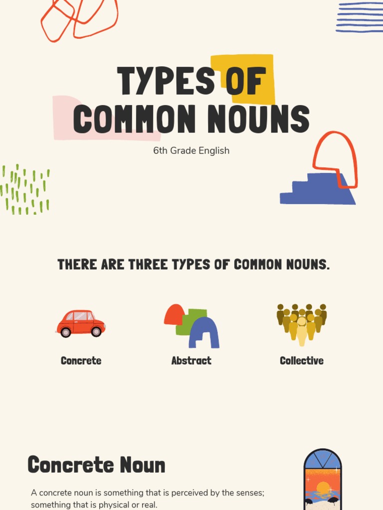 Types of Common Nouns 6th Grade English PDF Noun Courage