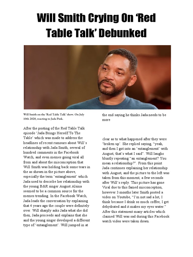 Will Smith Crying On Red Table Talk' Debunked | PDF