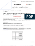 CPSC, Bombardier Recreational Products Inc. Announce Recall of Additional 2006 Snowmobiles