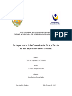 Importancia comunicación oral y escrita nueva empresa