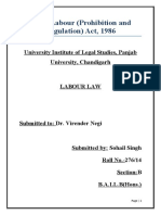 Child Labour (Prohibition and Regulation) Act, 1986: University Institute of Legal Studies, Panjab University, Chandigarh