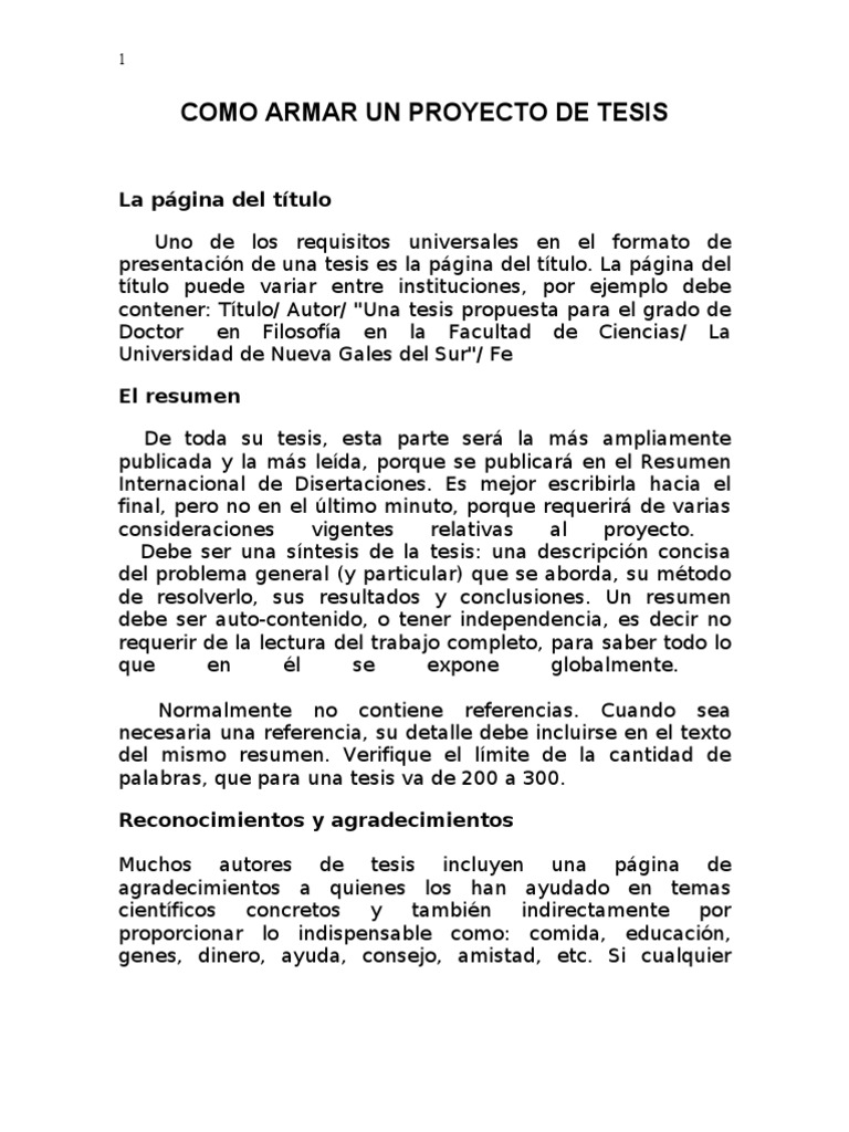 Guía para Armar un Proyecto de Tesis | PDF | Teoría | Bibliografía