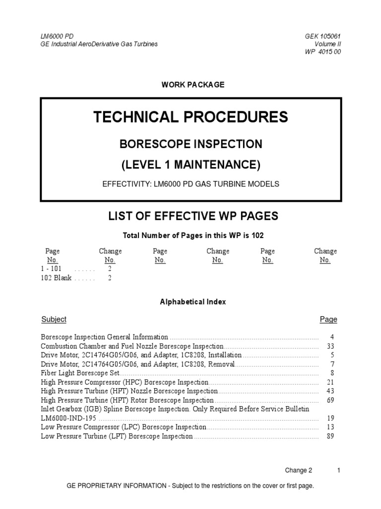GE LM6000 Borescope Inspection PDF Turbine Gas Turbine
