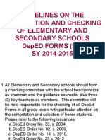Guidelines On The Preparation and Checking of Elementary and Secondary Schools Deped Forms (SF) SY 2014-2015