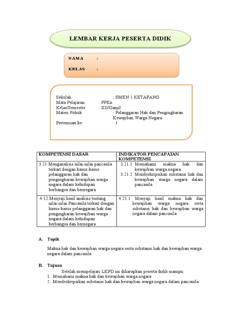 LKPD Kelas XII PKN | PDF
