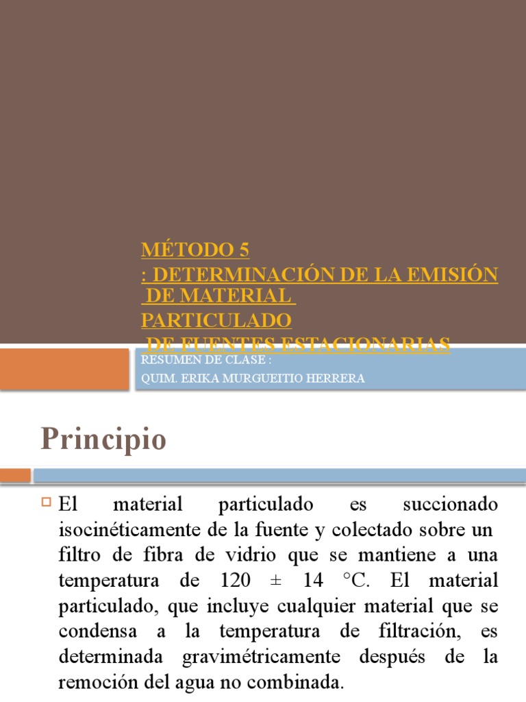 Método EPA 5: Emisión de Material Particulado | PDF | Gases | Partículas