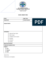 Work Order Form: St. Andrew Hospital Tumaway, Talisay, Batangas