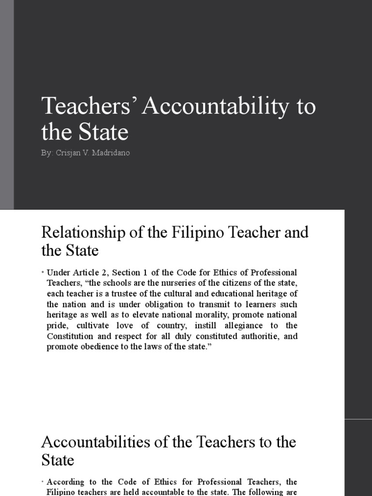 Teachers' Accountability to the State | PDF | Accountability | Oath Of ...