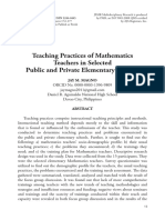 Teaching Practices of Mathematics Teachers in Selected Public and Private Elementary Schools