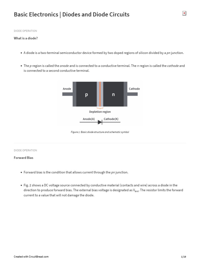 Basic Electronics - Diodes and Diode Circuits: What Is A Diode? | PDF ...
