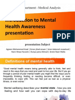Department: Medical Analysis: Introduction To Mental Health Awareness Presentation