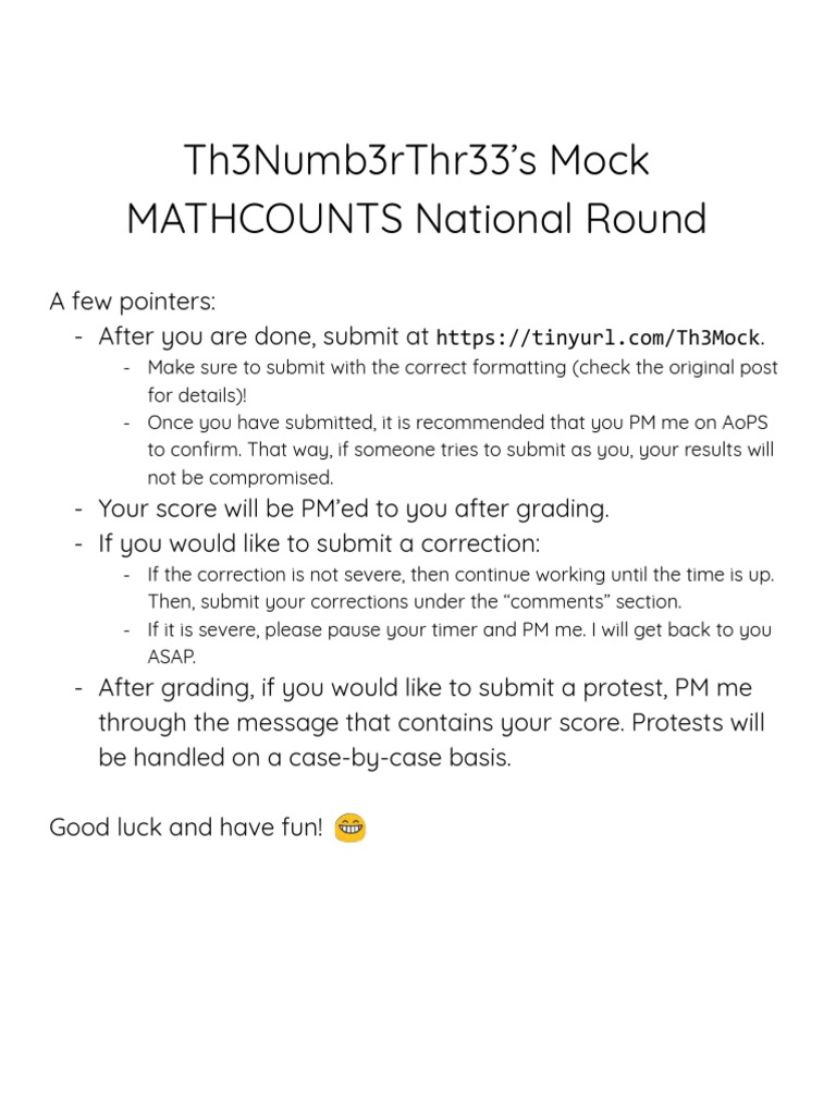 Th3Numb3Rthr33'S Mock Mathcounts National Round PDF Triangle Numbers