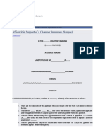 Affidavit in Support of A Chamber Summons (Sample) : "Fiat Justitia Ruat Caelum"